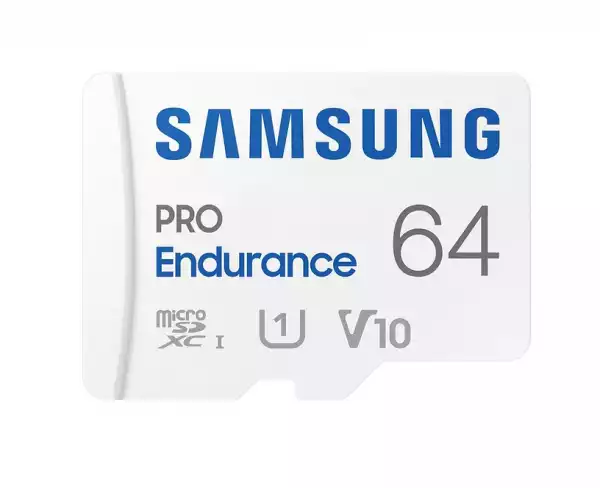 Samsung 64 GB micro SD PRO Endurance, Adapter, Class10, Waterproof, Magnet-proof, Temperature-proof, X-ray-proof, Read 100 MB/s - Write 30 MB/s