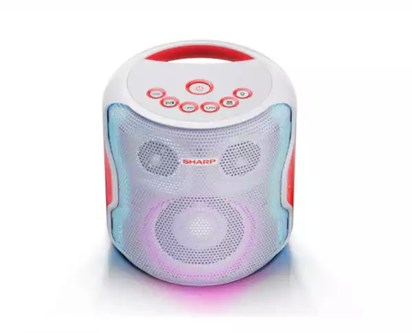 Sharp Speakers PS-919(WH), 2.1 PARTY SPEAKER SYSTEM, 2 x 2? Tweeter + 1 x 4? Subwoofer, max power output 130 W, 14 h play time by built in battery, True wireless Stereo, USB for playback, Bluetooth 5.0, Waterproof IPX5, White