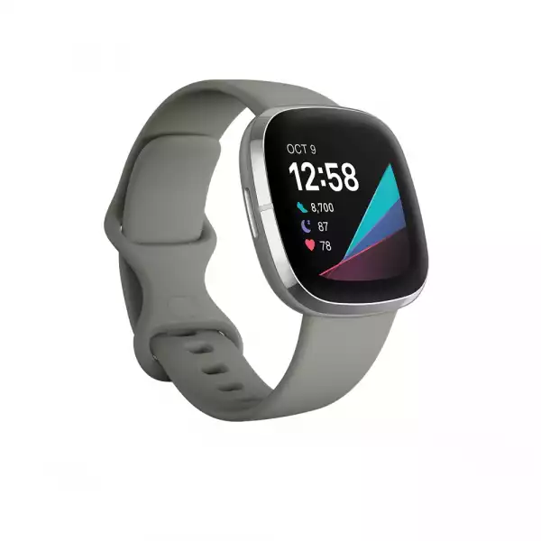 Смартчасовник Fitbit Sense, Sage Grey Silver Stainless Steel