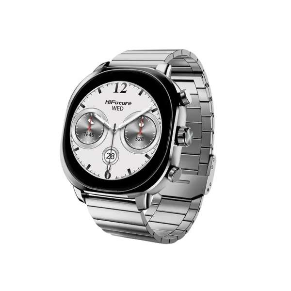Смартчасовник HiFuture AIX  Silver,  1.43"AMOLED, 466*466, Powered by Dual Core & Syntra AI, Bluetooth Call, 1ATM Waterproof, Sixth Generation Health Sensor, Stainless Steel, Up to 10 days daily use