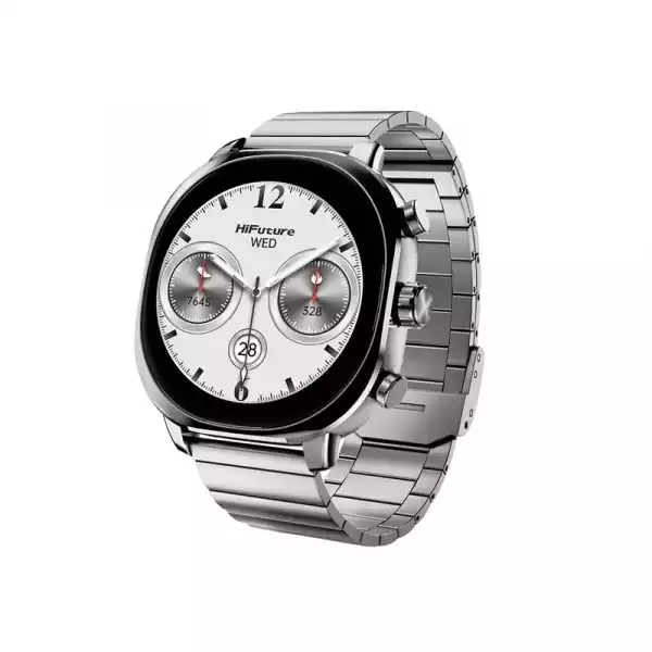 Смартчасовник HiFuture AIX  Silver,  1.43"AMOLED, 466*466, Powered by Dual Core & Syntra AI, Bluetooth Call, 1ATM Waterproof, Sixth Generation Health Sensor, Stainless Steel, Up to 10 days daily use