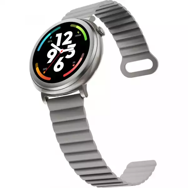 Смартчасовник HiFuture Aurora Silver, 1.43" AMOLED,  466*466, Powered by Dual Core & Syntra AI, Bluetooth Call, IP68  Waterproof, 24/7 True Heart Rate & Blood Oxygen Sensor, Up to 10 days daily use, Magnetic Strap