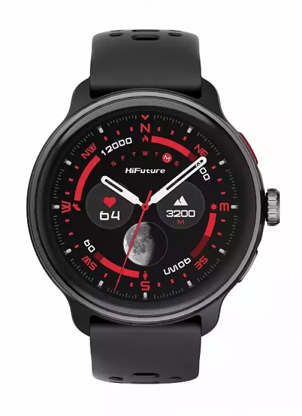 Смартчасовник HiFuture Vela Black, 1.43" AMOLED , GPS +Compass + Altimeter, 466*466, Support Local Music(100M Space), Support AI Coach for Training, Powered by Dual Core, Bluetooth Call, 5ATM Waterproof,  24/7 True Heart Rate & Blood, Oxygen Sensor, Up to 10days daily