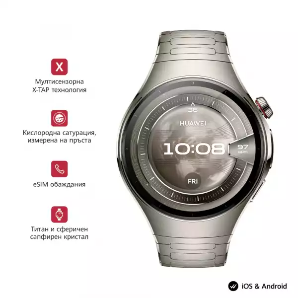 Смартчасовник Huawei Watch 5, Rates-L29M, Space Siliver + Huawei FreeBuds 6i White
