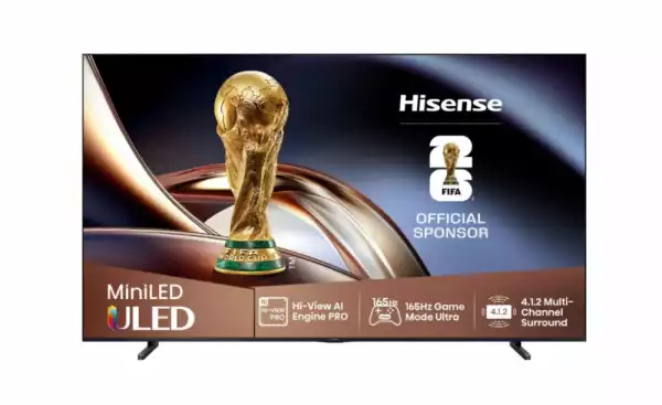 Телевизор Hisense 100" U8Q, 4K Ultra HD 3840x2160, Mini Led Pro, FALD, Quantum Dot, 165Hz, IPS, HDR 10+, HLG, Dolby Vision IQ, Dolby Atmos, Smart TV,Light Sensor,WiFi 5GHz, WiFi Direct, BT, Anyview Cast, 3xHDMI, 2xUSB, LAN, CI+, DVB-T2/C/S2, Black