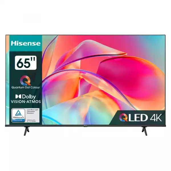 Телевизор Hisense 65" E7KQ, 4K Ultra HD 3840x2160, QLED, Quantum Dot, HDR 10+, HLG, Dolby Vision, DTS Virtual X, Smart TV, WiFi 5GHz, WiFi Direct, BT, Anyview Cast, 3xHDMI, 2xUSB, LAN, CI+, DVB-T2/C/S2, Black