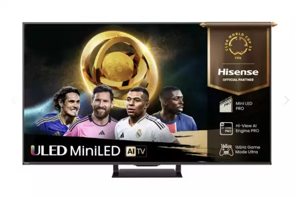 Телевизор Hisense 65"U7Q Pro, 4K Ultra HD 3840x2160, ULED, FALD, Quantum Dot, 165Hz, IPS, HDR 10+, HLG, Dolby Vision IQ, Dolby Atmos, Smart TV, WiFi 5GHz, WiFi Direct, BT, Anyview Cast,light sensor,Solar Powered Remote, 4xHDMI, 2xUSB, LAN, CI+, DVB-T2/C/S2, Black
