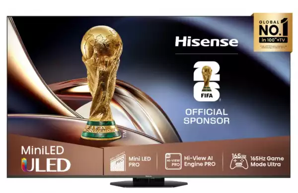 Телевизор Hisense 75" U8Q, 4K Ultra HD 3840x2160, Mini Led Pro, FALD, Quantum Dot, 165Hz, IPS, HDR 10+, HLG, Dolby Vision IQ, Dolby Atmos, Smart TV,Light Sensor,WiFi 5GHz, WiFi Direct, BT, Anyview Cast, 3xHDMI, 2xUSB, LAN, CI+, DVB-T2/C/S2, Black