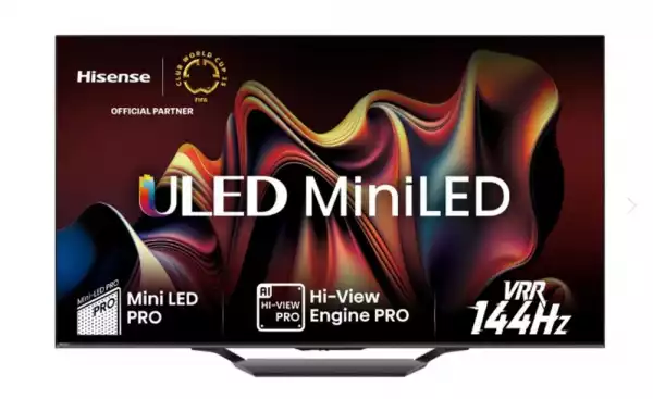 Телевизор Hisense 85" U7NQ, 4K Ultra HD 3840x2160, ULED, FALD, Quantum Dot, 144Hz, IPS, HDR 10+, HLG, Dolby Vision IQ, Dolby Atmos, Smart TV, WiFi 5GHz, WiFi Direct, BT, Anyview Cast, 4xHDMI, 2xUSB, LAN, CI+, DVB-T2/C/S2, Black Телевизор Hisense 85" U7NQ, 4K Ultra HD 3840x2160, ULED, FALD, Quantum Dot, 144Hz, IPS, HDR 10+, HLG, Dolby Vision IQ, Dolby Atmos, Smart TV, WiFi 5GHz, WiFi Direct, BT, Anyview Cast, 4xHDMI, 2xUSB, LAN, CI+, DVB-T2/C/S2, Black