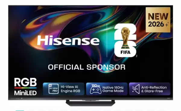 Телевизор Hisense 85" UR8S, 4K Ultra HD 3840x2160, RGB Mini Led , DLED, Quantum Dot, 180Hz, IPS, HDR 10+, HLG, Dolby Vision IQ, Dolby Atmos, Smart TV,Light Sensor,WiFi 6eGHz, WiFi Direct, BT,2x10 W + 20 W + 2x5 W, Anyview Cast, 4xHDMI, 2xUSB, LAN, CI+, DVB-T2/C/S2