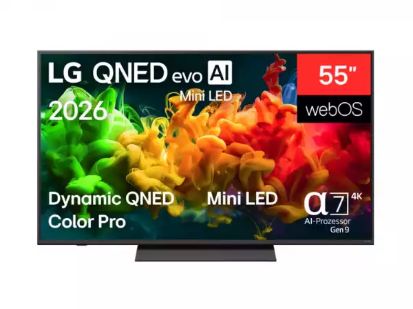 Телевизор LG 55QNED81B3A, 55" 4K QNED MiniLED Smart TV, 3840x2160, DVB-T2/C/S2, Alpha 7 AI Processor, HDR10/HLG, webOS 26 ThinQ, VRR/ALLM/HGiG, 4K Super Upscaling, WiFi 5, Bluetooth 5.3, AirPlay 2, SPDIF, LAN, CI, HDMI, AI Sound Pro, Google Cast, Motion Booster Телевизор LG 55QNED81B3A, 55" 4K QNED MiniLED Smart TV, 3840x2160, DVB-T2/C/S2, Alpha 7 AI Processor, HDR10/HLG, webOS 26 ThinQ, VRR/ALLM/HGiG, 4K Super Upscaling, WiFi 5, Bluetooth 5.3, AirPlay 2, SPDIF, LAN, CI, HDMI, AI Sound Pro, Google Cast, Motion Booster