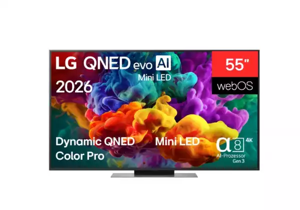 Телевизор LG 55QNED86B3B, 55" 4K QNED MiniLED Smart TV, 3840x2160, 120Hz Native (VRR 144Hz), DVB-T2/C/S2, Alpha 7 AI Processor, HDR10 / HLG, Dolby Vision, webOS 26 ThinQ, VRR / ALLM / HGiG, 4K Super Upscaling, WiFi 5, Bluetooth 5.3, AirPlay 2, LAN, CI, HDMI, AI Телевизор LG 55QNED86B3B, 55" 4K QNED MiniLED Smart TV, 3840x2160, 120Hz Native (VRR 144Hz), DVB-T2/C/S2, Alpha 7 AI Processor, HDR10 / HLG, Dolby Vision, webOS 26 ThinQ, VRR / ALLM / HGiG, 4K Super Upscaling, WiFi 5, Bluetooth 5.3, AirPlay 2, LAN, CI, HDMI, AI