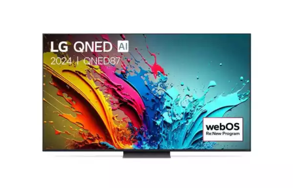 Телевизор LG 65QNED87T3B, 65" 4K QNED HDR Smart TV, 100Hz,  3840x2160, DVB-T2/C/S2, Alpha 8 AI Processor 4K, HDR 10 PRO, webOS 24 ThinQ,  FreeSync Compatible, VRR, Multi View, 4K Upscaling, WiFi 5, Voice Controll, Bluetooth 5.1, AirPlay 2, LAN, CI, HDMI, SPDIF
