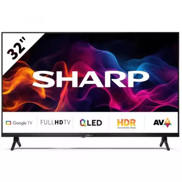 Телевизор Sharp 32GF3265E, 32" Full HD QLED Google TV, 1920x1080 Frameless, 1 000 000:1, Active Motion 400, DVB-T/T2/C/S/S2, HDR10, Speaker 2x8W, Dolby Digital, Google Cast, HDMI (ARC/CEC), CI+, 3.5mm Headphone jack / line-out, RJ 45, 2xUSB, Wi-Fi, Bluetooth, Mini