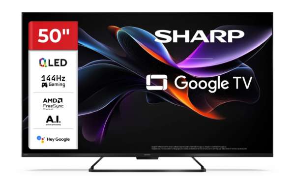 Телевизор Sharp 50HR7265E, 50" QLED  GOOGLE TV, 4K 144Hz Quantum Dot 3840x2160 Frameless, AQUOS AI, DVB-T/T2/C/S/S2, Active Motion 1400, HDR10, Dolby Atmos, Dolby Vision, DTS:X, Google Assistant, HDMI eARC, Mini Composite/CVBS + Audio input, USB, Wi-Fi, Bluetooth,