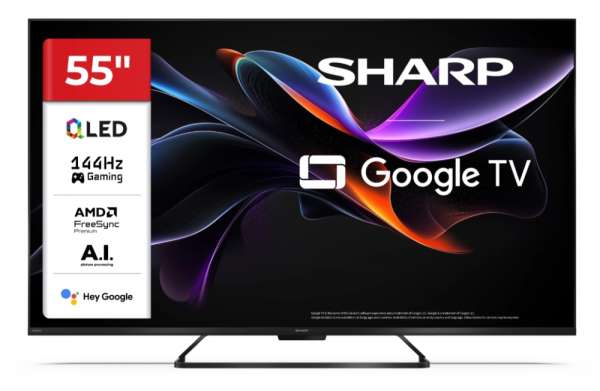 Телевизор Sharp 55HR7265E, 55" QLED  GOOGLE TV, 4K 144Hz Quantum Dot 3840x2160 Frameless, AQUOS AI, DVB-T/T2/C/S/S2, Active Motion 1400, HDR10, Dolby Atmos, Dolby Vision, DTS:X, Google Assistant, HDMI eARC, Mini Composite/CVBS + Audio input, USB, Wi-Fi, Bluetooth