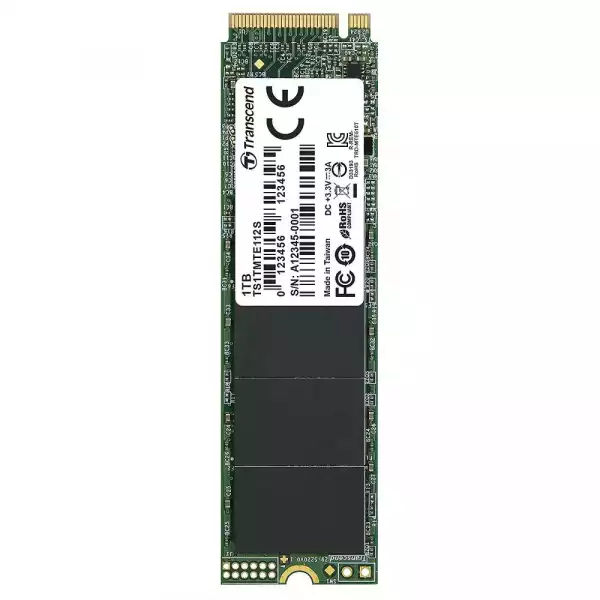 Transcend 1TB, M.2 2280, PCIe Gen3x4, M-Key, 3D TLC, DRAM-less