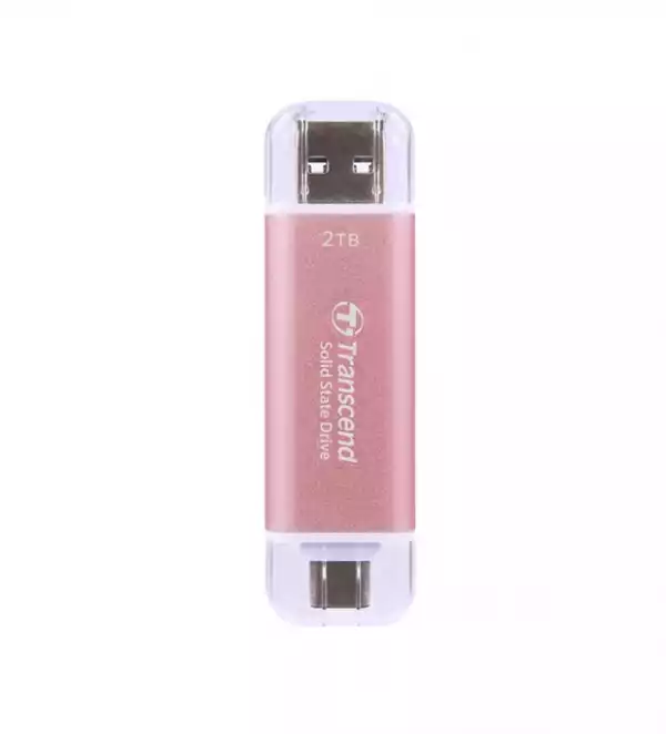 Transcend 2TB, USB External SSD, ESD310P, USB 10Gbps, Type C/ A, Pink