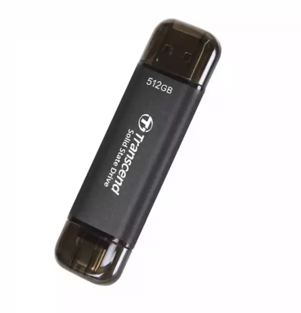 Transcend 512GB, External SSD, ESD310C, USB 10Gbps, Type C/A, Black