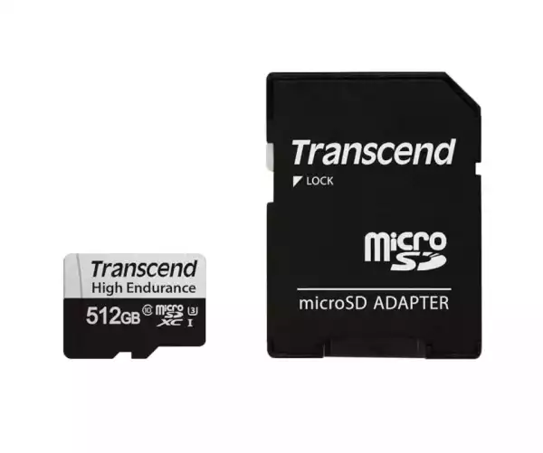 Transcend 512GB micro SD w/ adapter UHS-I U3, High Endurance