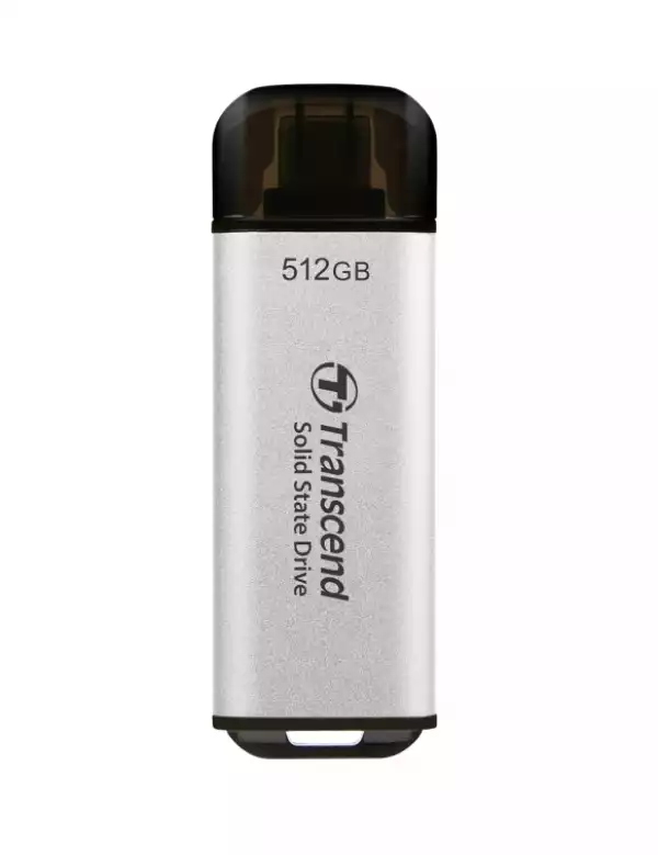 Transcend 512GB, USB External SSD, ESD300S, USB 10Gbps, Type C, Silver