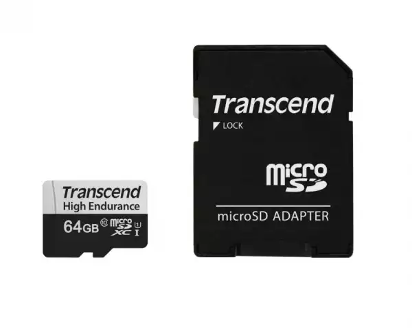 Transcend 64GB micro SD w/ adapter U1, High Endurance