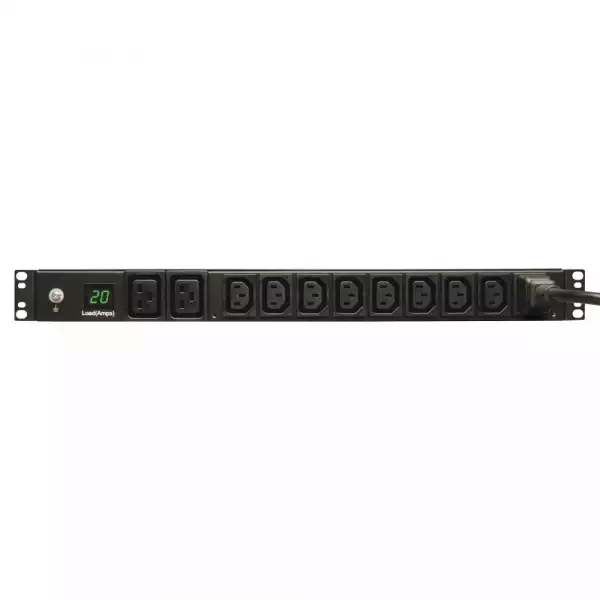 Tripp Lite by Eaton 3.7kW Single-Phase Local Metered PDU, 208/230V (8 C13 & 2 C19), C20 / L6-20P Adapter, 12 ft. (3.66 m) Cord, 1U Rack-Mount, TAA