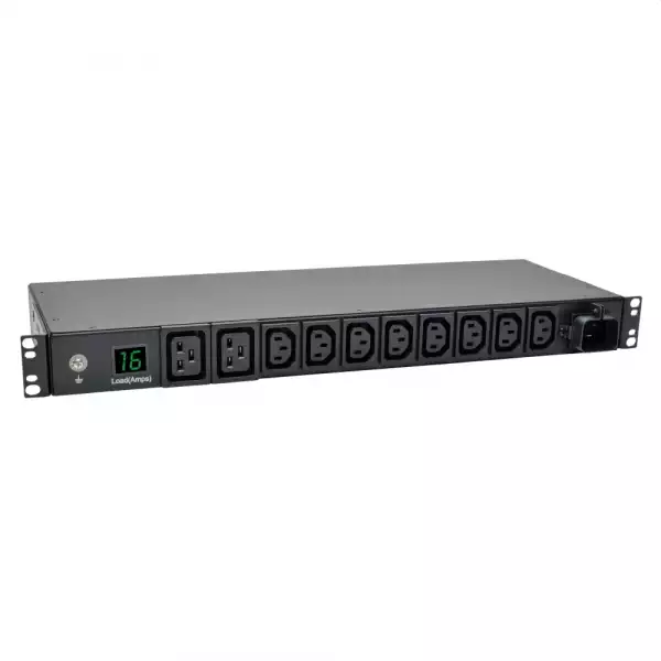 Tripp Lite by Eaton 3.7kW Single-Phase Local Metered PDU, 208/230V Outlets (8 C13, 2 C19) IEC-309 16A Blue, 8 ft. (2.43 m) Cord, 1U Rack-Mount, TAA