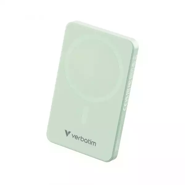Verbatim Charge "n" Go Essentials Power Bank Magnetic Wireless 5000mAh Green Verbatim Charge "n" Go Essentials Power Bank Magnetic Wireless 5000mAh Green