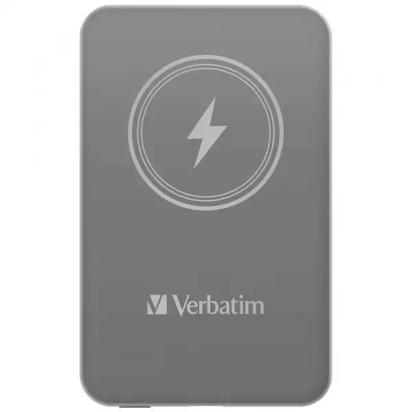 Verbatim MCP-5GY Power Pack 5000 mAh with UBS-C PD 20W / Magnetic Wireless Charging 15W Grey