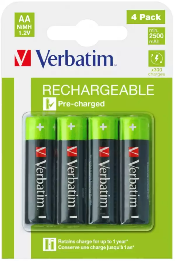 Verbatim RECHARGEABLE BATTERY AA 4 PACK / HR6
