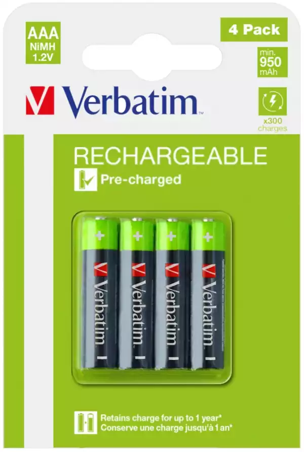 Verbatim RECHARGEABLE BATTERY AAA 4 PACK / HR03