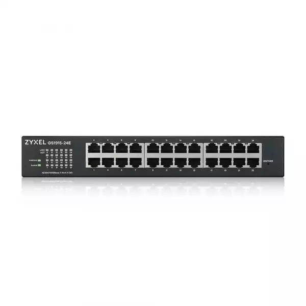 ZyXEL GS1915-24E, 24-port GbE Smart hybrid mode Switch, standalone or NebulaFlex Cloud, rackmount, fanless