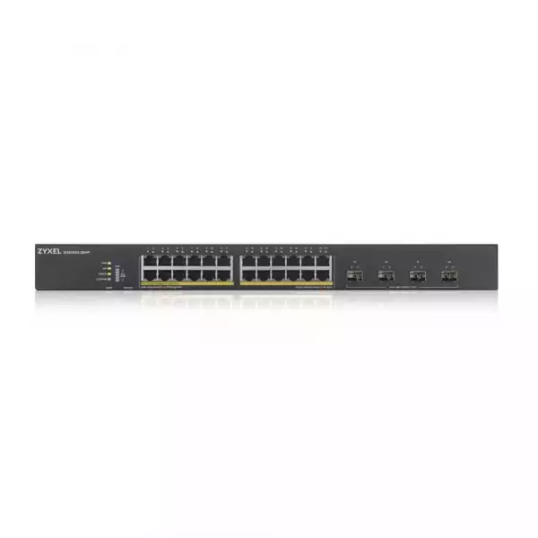 Zyxel XGS1935-28HP, 28 Port Lite-L3 Smart Managed PoE Switch, 24x Gigabit PoE and 4x 10G SFP+, hybrid mode, standalone or NebulaFlex Cloud, 375 Watt PoE