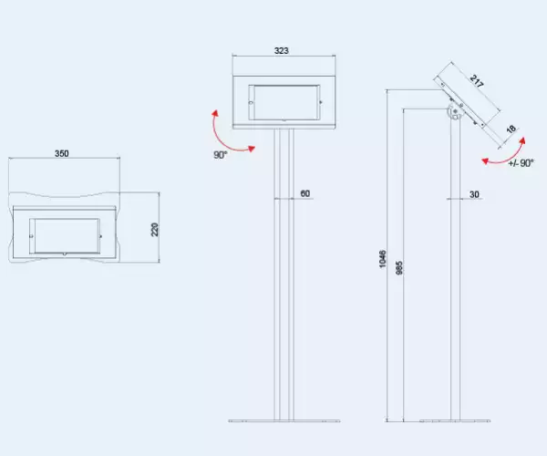 Стойка за кутия за таблет OMB TABLEX STAND, Max 5kg, For Tablex, Tablex Tilt, Height: 98.5 cm, Hidden Cables, White, product code: 04502