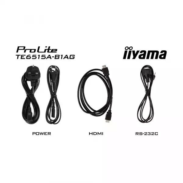 Дисплей IIYAMA TE6515A-B1AG, 64.5" IPS panel, Google EDLA, AG, UHD 3840x2160, 550cd/m2, 1200:1, 8ms, DeepContrast-IR+, 2x HDMI, DP, USB-C, RS232c, 2x LAN, 3x USB, USB-C out, HDMI out, Mic, Speakers, OPS slot, Android 14, iiWare 21E, Octa Core, 16GB, 128GB, WiFi, BT, Sensors, Black