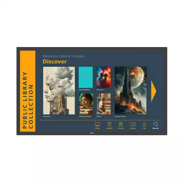 Дисплей Philips 43BDL3751T/00, 42.5" ADS LED panel, 16:9, AG, AF, UHD 3840x2160, 450cd/m2, 1200:1, 8ms, PCAP technology, Android 13, QC Cortex A55, 4GB, 32GB, 2x HDMI, DP, USB-C, 2x USB, LAN, RS232, WiFi, BT, OPS slot, Speakers, 24/7, Portrait, Tilt, Wave ready, VESA, Black