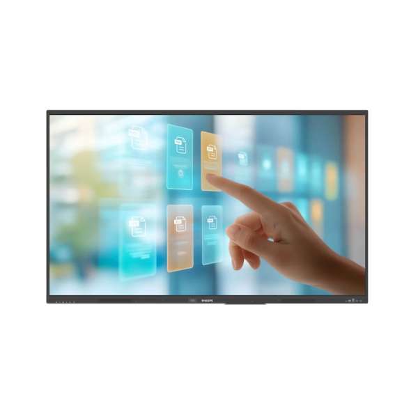 Дисплей Philips 75BDL4252E/00, 75 inch, IPS panel, AG, 0-gap Infrared touch, UHD 3840x2160, 400cd/m2, 1200:1, 8ms, Octa Core 4x A73 + 4x A53, 8GB, 128GB, Android 14, VGA, 3x HDMI, DP, USB-C, 4x USB, LAN, RS232C, HDMI out, OPS, Speakers, 18/7, VESA, Black