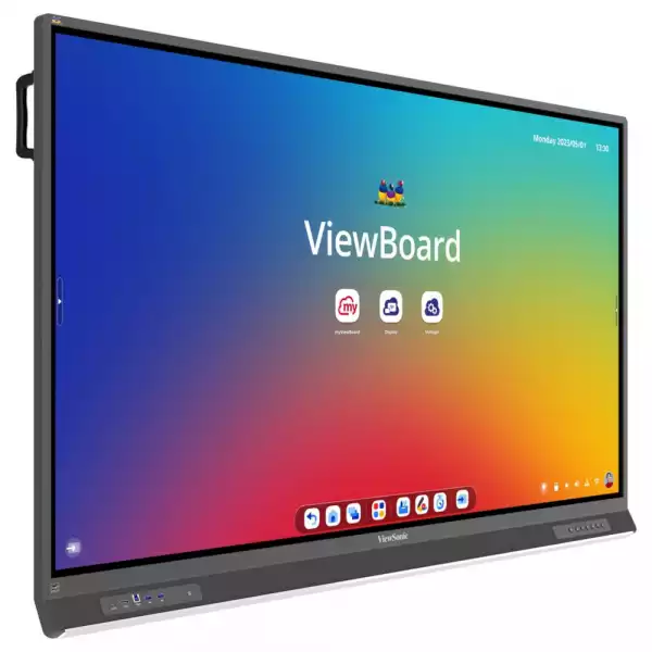Дисплей ViewSonic IFP6553, 65", TFT LED Panel, Ultra Fine touch technology, 16:9, AG, UHD 3840x2160, 450cd/m2, 5000:1, 6.5ms, Octa-Core CPU, 8GB + 8GB, 128GB, NFC and SSO sign-in, Android 14 OS, VGA, 4x HDMI, DP, RS232, 4x USB-C, 5x USB, LAN, HDMI Out, Speakers, Android 14, OPS slot, Black