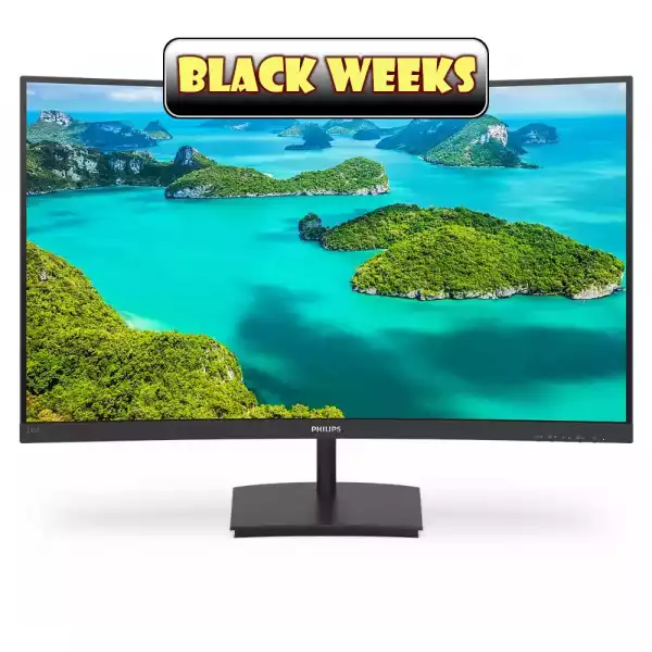 Геймърски Монитор Philips 241E1SC/00 23.6 inch LED, VA panel, Curved monitor, 16:9, 1920x1080, 4ms, 240cd/m2, 3000:1, HDMI, VGA