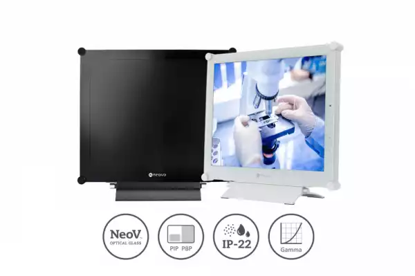 Монитор AG Neovo X-17E 17" LED TN Panel, 9H Optical Glass, Metal Case, 1280x1024, 250cd/m2, 1000:1, 3ms, PIP, VGA, DVI, HDMI, DisplayPort, Speakers, 24/7, Touch sensor control keys, Black
