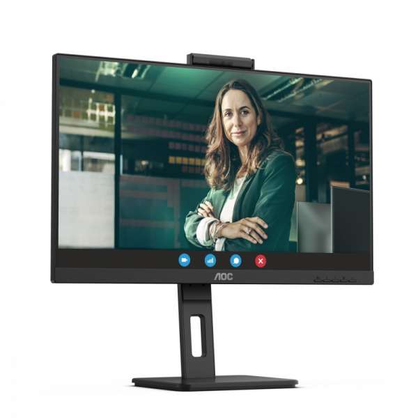 Монитор AOC 24P3CW, 23.8 inch, WLED IPS Panel, 16:9, 1920x1080, 300 cd/m2, 4ms, 1000:1, 20M:1, AntiGlare, 3H, 3-sided frameless, Flicker-free, Low blue light, HDMI, 2x DisplayPort, USB-C Docking, PD 65W, 4x USB 3.2, LAN, Speakers, Tilt, Swivel, Pivot, HAS, VESA 100, 5MP Windows Hello Cam, Black