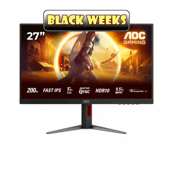 Монитор AOC 27G4HA, 27", Gaming monitor, Fast IPS panel, AG, 16:9, FHD 1920x1080, 0.5ms, 200Hz, 300cd/m2, 1000:1, HDR 10, G-SYNC Compatible, Flicker Free, Low Blue Light, 2x HDMI, DP, Audio Out, Speakers, Tilt, HAS, Swivel, Pivot, VESA 100, Black Монитор AOC 27G4HA, 27", Gaming monitor, Fast IPS panel, AG, 16:9, FHD 1920x1080, 0.5ms, 200Hz, 300cd/m2, 1000:1, HDR 10, G-SYNC Compatible, Flicker Free, Low Blue Light, 2x HDMI, DP, Audio Out, Speakers, Tilt, HAS, Swivel, Pivot, VESA 100, Black