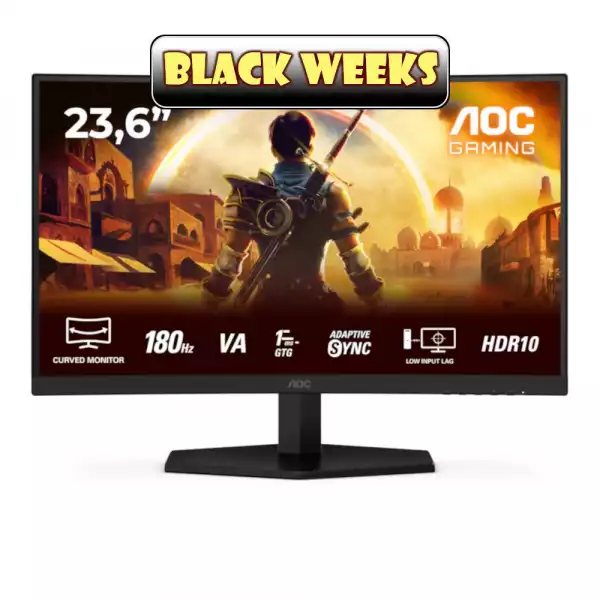 Монитор AOC C24G42E, 23.6" Gaming monitor, Curved VA panel, AG, 16:9, FHD 1920x1080, 250 cd/m2, 3000:1, 0.5ms, 180Hz, Adaptive Sync, Low Blue Light, Flicker Free, 2x HDMI, DisplayPort, Audio out, Speakers, Tilt, VESA 100, Black Монитор AOC C24G42E, 23.6" Gaming monitor, Curved VA panel, AG, 16:9, FHD 1920x1080, 250 cd/m2, 3000:1, 0.5ms, 180Hz, Adaptive Sync, Low Blue Light, Flicker Free, 2x HDMI, DisplayPort, Audio out, Speakers, Tilt, VESA 100, Black
