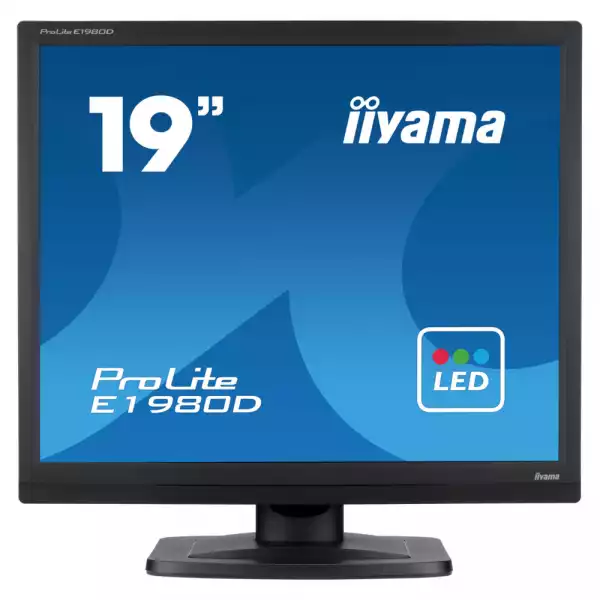Монитор IIYAMA E1980D-B1, 19", TN panel, 1280x1024, 5:4, 250 cd/m2, 1000:1, 5ms, VGA, DVI, Tilt, VESA 100, Black