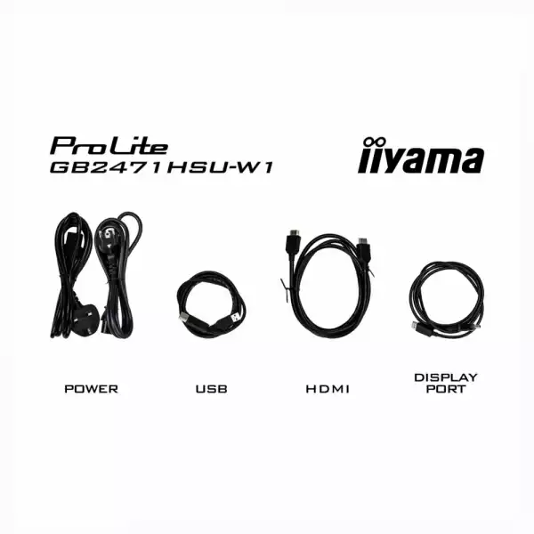 Монитор IIYAMA GB2471HSU-W1, 23.8 inch Gaming monitor, Fast IPS panel, FHD 1920x1080, 350cd/m2, 1000:1, 240Hz, 0.3ms, HDR10, 2x HDMI, DP, 2x USB, Audio out, Speakers, G-SYNC Compatible, HAS, Swivel, Tilt, Pivot, Flicker Free, VESA, White
