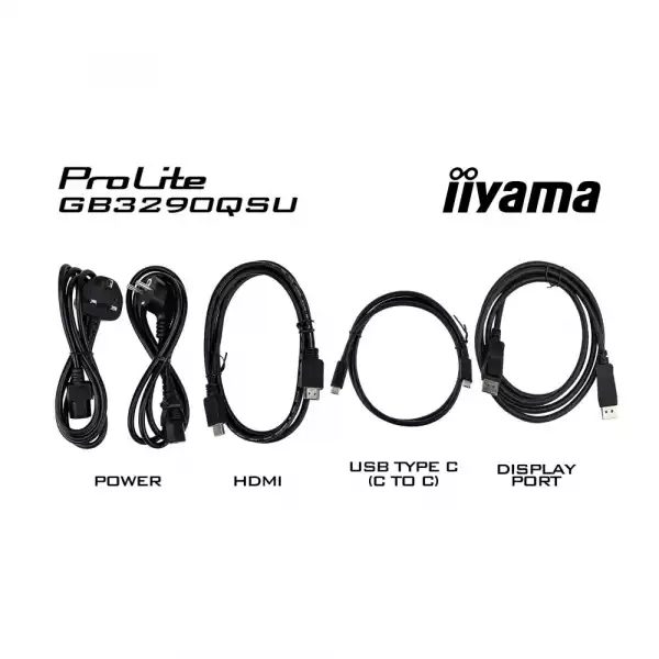 Монитор IIYAMA GB3290QSU-B1, 31.5" Gaming monitor, IPS panel, QHD 2560x1440, 400cd/m2, 1000:1, 80M:1, 240Hz, 1ms, HDR, FreeSync Premium, Flicker free, 2x HDMI, DP, 2x USB-C, 2x USB, Audio out, Speakers, HAS, Swivel, Tilt, VESA 100, Black