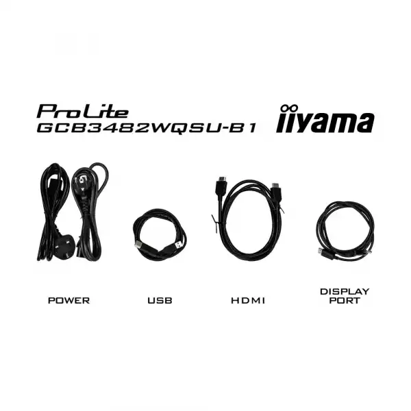 Монитор IIYAMA GCB3482WQSU-B1, 34", Gaming Curved monitor, VA panel, AG, 21:9, UWQHD 3440x1440, 500cd/m2, 3000:1, 0.6ms, 120Hz, FreeSync Premium, HDR 400, Flicker free, Blue light reducer, 2x HDMI, DP, 4x USB, Audio out, Speakers, HAS, Tilt, VESA 100, Black