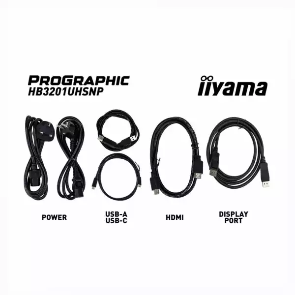 Монитор IIYAMA ProGraphic HB3201UHSNP-B1, 31.5 inch IPS Black 2.0, UHD 3840x2160, 450cd/m2, 3000:1, HDMI, DP, USB-C, DP out, 4x USB, LAN, Speakers, KVM, HDR400, Pantone Validated, HAS, Swivel, Tilt, Pivot, Black