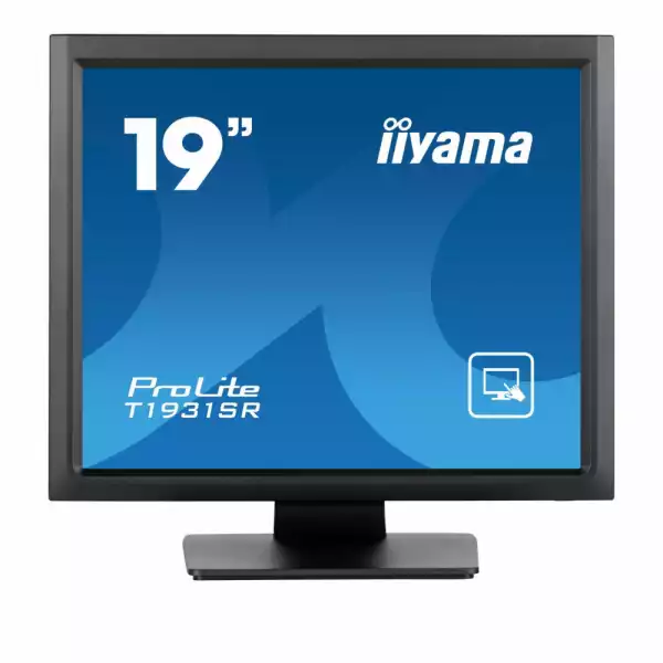 Монитор IIYAMA T1931SR-B1S, 19", IPS Panel, 5:4, 1280 x 1024, 250cd/m2, 1000:1, 14ms, Serial resistive touch, VGA, HDMI, DP, Speakers, IP54 (front), OSD key lock, Tilt, VESA 100, Black
